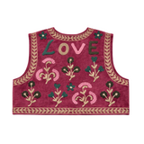 Chaleco bordado Love Frambuesa