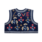 Chaleco bordado Love azul medio