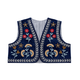 Chaleco bordado Love azul medio