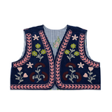 Chaleco bordado Love azul medio