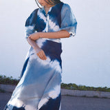 Falda Cruzada Tie Dye Azul