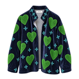 Chaqueta Love bordada turquesa