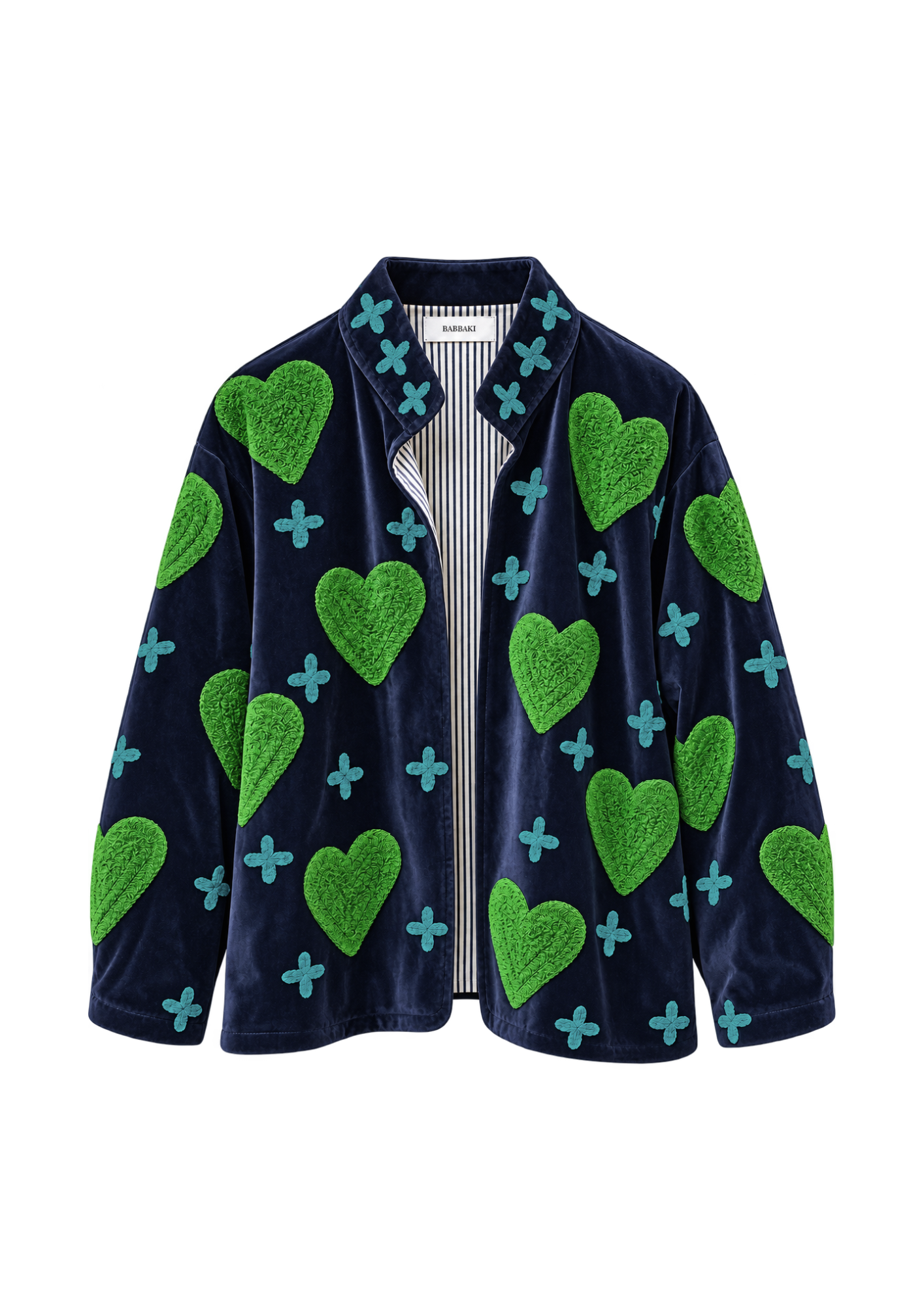 Veste Love brodée turquoise