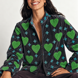 Chaqueta Love bordada turquesa