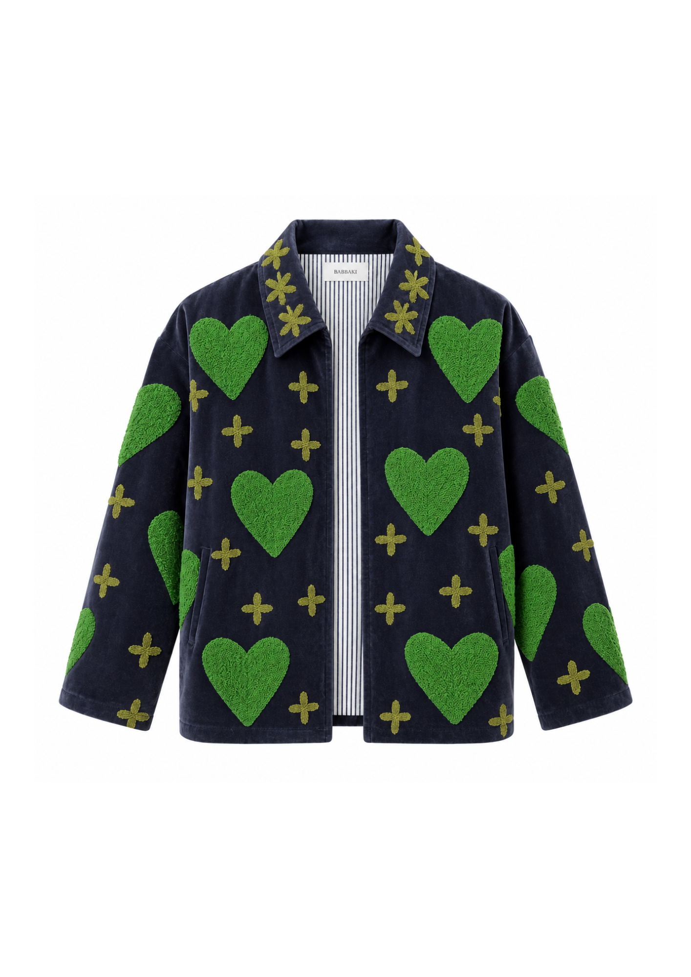 Chaqueta Love bordada verde