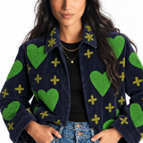 Chaqueta Love bordada verde