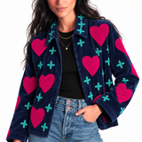 Chaqueta Love bordada fucsia