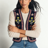 Gilet brodé Love bleu moyen