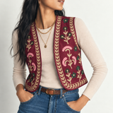 Gilet brodé Love Framboise
