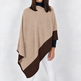 Poncho Cachemire Ava Bicolore Beige et Marron Bûche