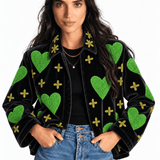 Love jacket embroidered turquoise