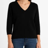 Jersey Negro Cuello V Cashmere