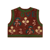 Chaleco bordado Love marrón