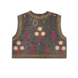 Chaleco bordado Love gris