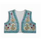 Chaleco bordado Love turquesa