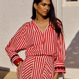Blouse brodée Ruby Stripes