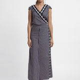 Top Stripes Azul Bordado