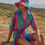 Bonnet réversible tie-dye Madras