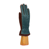 Guante piel burdeos y turquesa oscuro