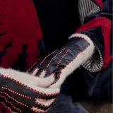 Guante en piel beige y negro