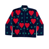 Chaqueta bordada terciopelo Love fresa