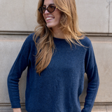 Jersey Azul medio cuello redondo Cashmere