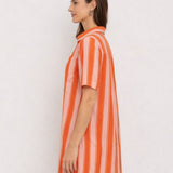 Orange Striped Shirt Dress