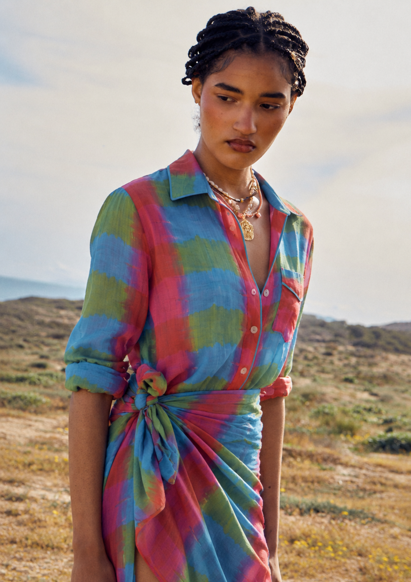 Chemise Madras Tie-Dye à Poches