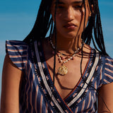 Top Stripes Azul Bordado