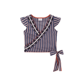 Top Stripes Azul Bordado