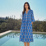 Vestido Pliegues Granada Azul