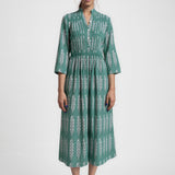 Vestido Pliegues Turquesa