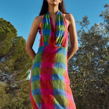 Vestido Halter Tie-dye Madras