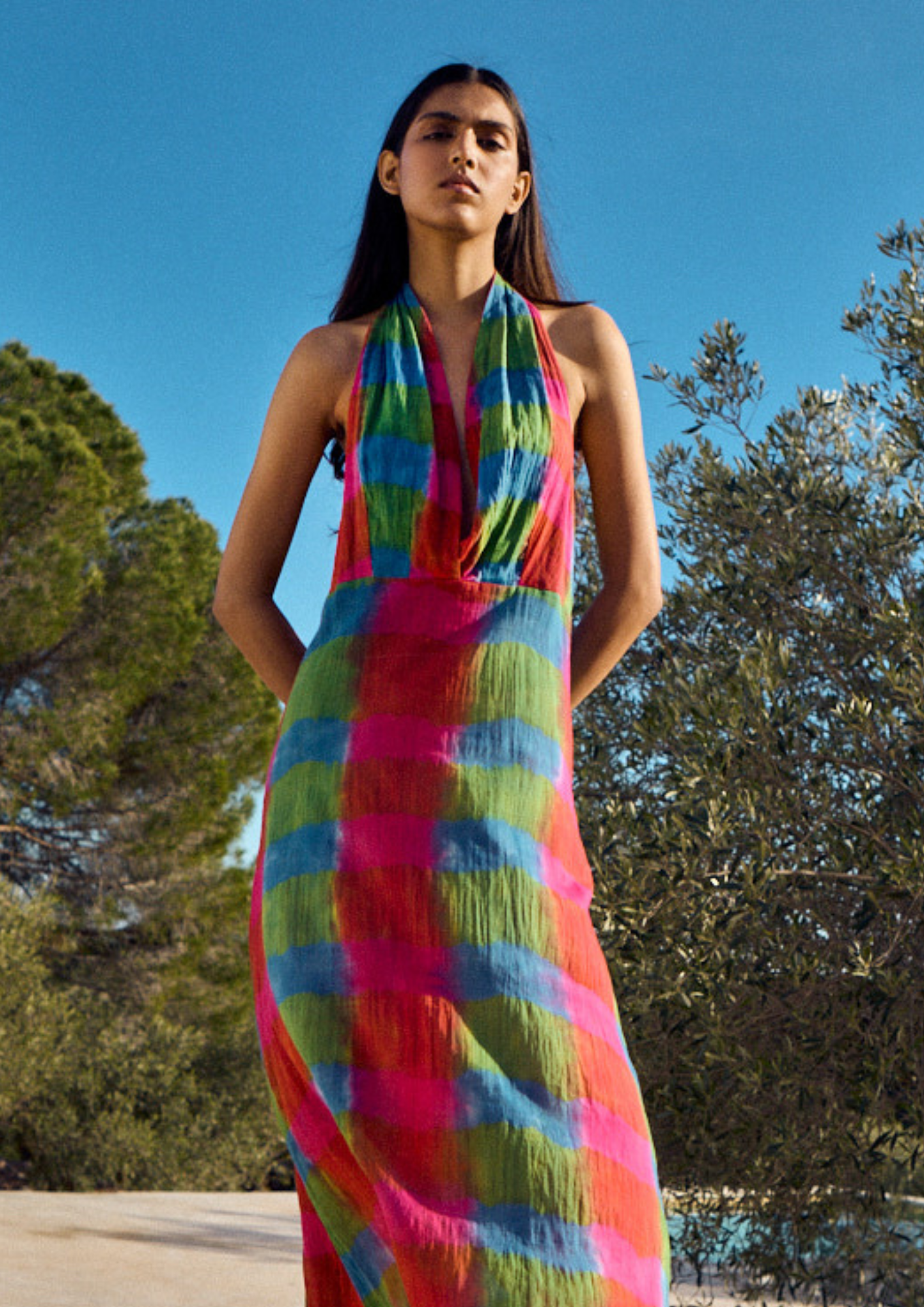 Halter Tie-Dye Madras Dress – Babbaki