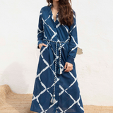 Vestido Patmos cuello mao Azul