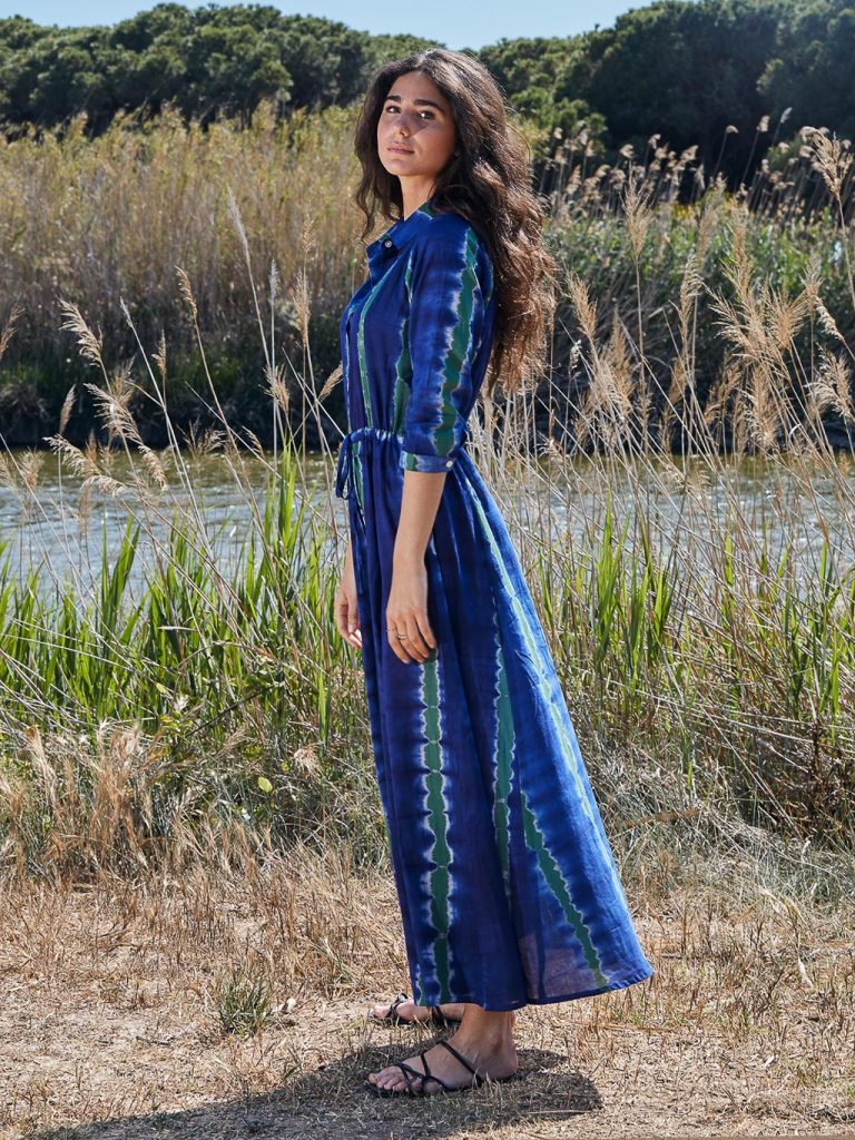 Vestido Azores Tie Dye Azul Verde | BABBAKI